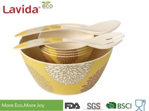 China Heat Resistant Bamboo Salad Bowl Set Non - Odor Easy Cleaning Unbreakable Matt Finish factory