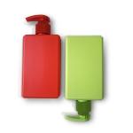 Square Shiny Red HDPE Cosmetic Bottles Colorful PP Plastic Lotion Pump