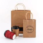 Recyclable Fast Food khaki Kraft Takeaway Paper Bags Logo Printed