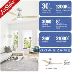 Wooden Ceiling Fan with Brushed Nickel Motor 5 Speed Remote Control and 52"