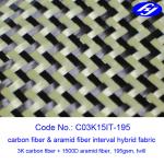 Interval Twill 3K Carbon Fiber Fabric / 1500D Yellow Carbon Kevlar Fabric With W