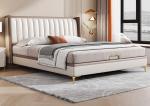 Light Luxury Modern Bedroom Furniture Top Layer Cowhide Upholstered Double Bed 1