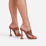 Nappa PU 10cm Women High Heeled Shoes Knotted Straps Square Toe