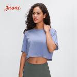 Women Fitness Cotton Yoga Loose Fit T-shirts Basic Crew Neck Breathable Gym Crop