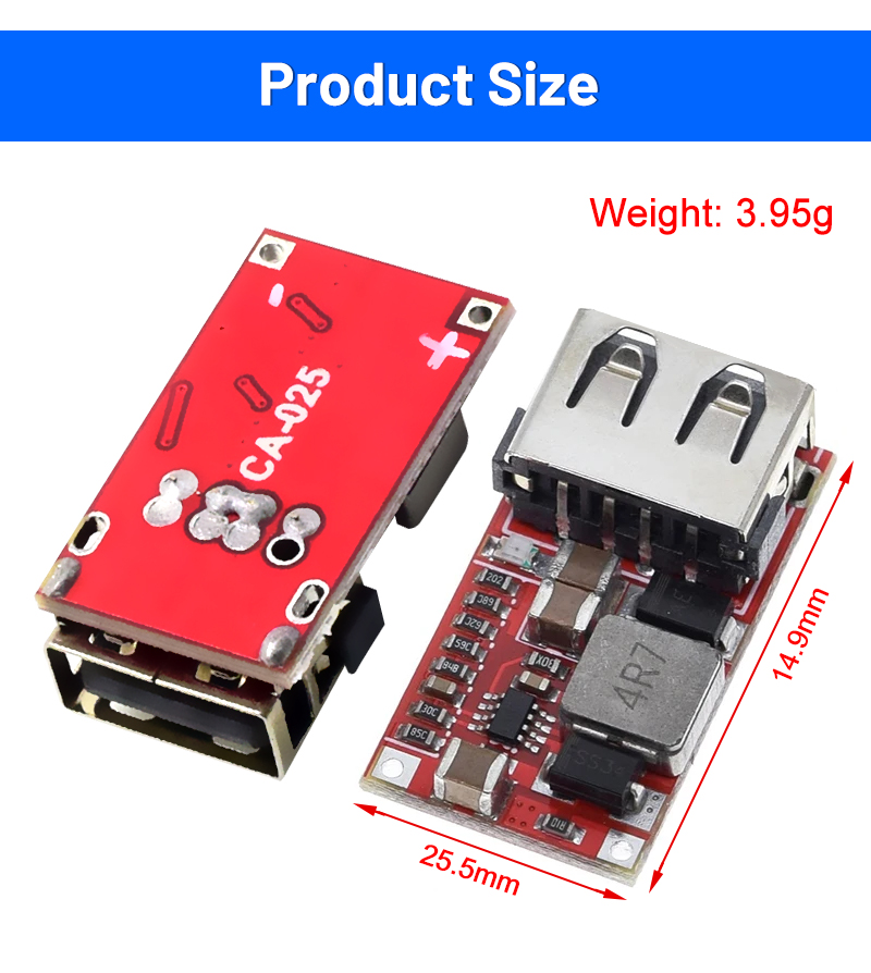 CA-025 Efficient DC-DC Converter USB Charger Development Board 6V-24V 24V 12V to 5V 97.5% Buck Module for Car Power Supply