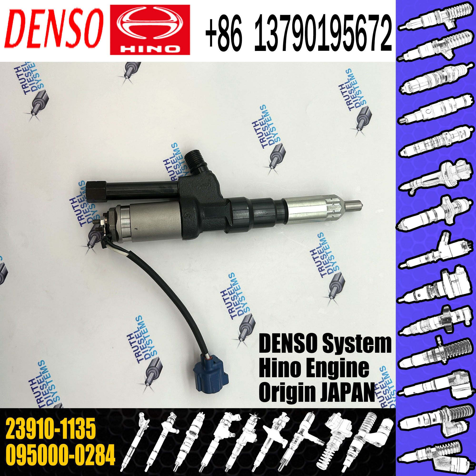 095000-0284 Diesel Engine Fuel Injector For HINO 23910-1136 23910-1135
