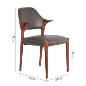 China Restaurant Solid Wood Dining Chair Creative Soft Backrests Cow Corner Shape Armrests factory