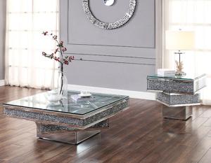 China Unique Square Crushed Diamonds Coffee Table Side Table End Table factory
