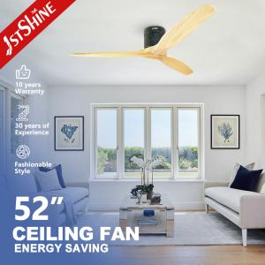 China DC Motor 52 Inch Nature Wood 3 Wooden Blades Energy Saving Ceiling Fan for Air Cooling factory