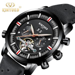 China Genuine Leather Skeleton Mechanical Watch Pin Buckle Clasp Type factory