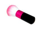 Printed Metal Handle Round Top Kabuki Brush With Red And White Nylon