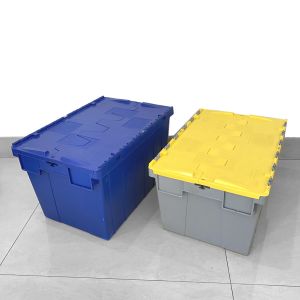 Heavy Duty Collapsible Plastic Crates With Lids Reusable Moving Boxes