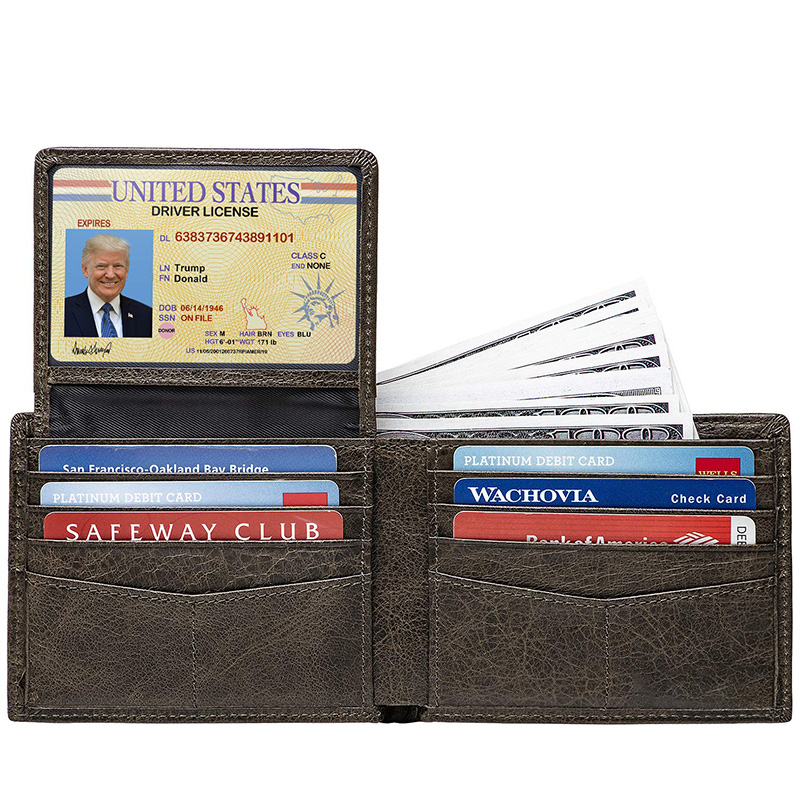 Customized Genuine Leather Wallet for Men Handmade Minimalist Anti-theft Vintage Style