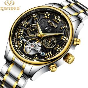 China KINYUED Brand Two-Tone Gold Silver Case Automatic Movement Solid Stainless Steel Strap Waterproof Mechanical relogio mas factory