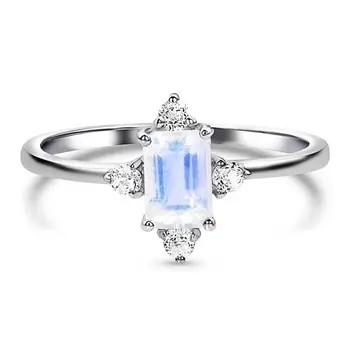 Beautiful 925 Solid Sterling Silver Ring , Oval Cut Moonstone Gemstone Ring For Girls
