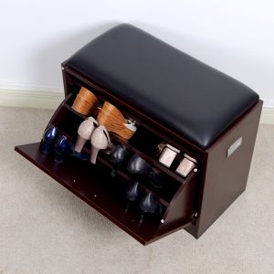 Width 24.8cm 0.065m3/ Set Shoe Storage Cabinet MDF Melamine With PU Stool