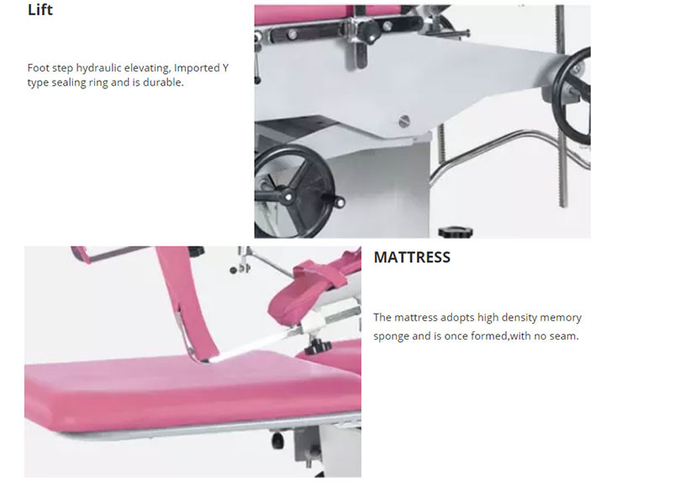 Manual Obstetric Delivery Bed Multifunction Adjustable Gynecology Operation Table A105 Stainless Steel