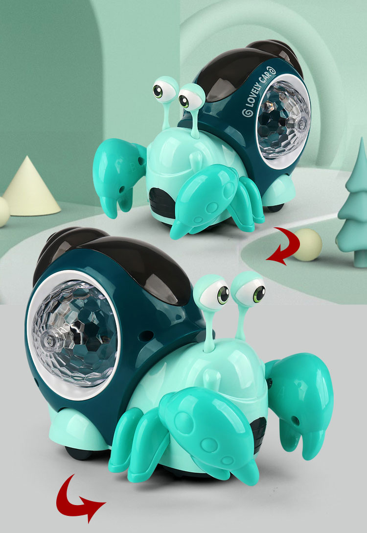 Items Electric Universal Hermit Crab Colorful Music And Lighting Projection Cartoon Small Crab Children'S Puzzle Toy