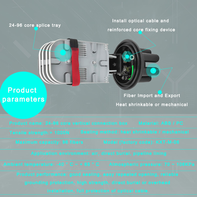 Heat Shrinkable Fiber Optic Closure 96 Core Wall Mount Joint Box Splice Closure Enclosure
