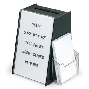 China Black Acrylic Ballot Box Suggestion Boxes W 5.5 x 8.5 Sign Holder & Side Pocket on sale