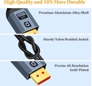 China 4k 60hz 28AWG Display Port Cable Ultra HD For Gaming Monitor factory
