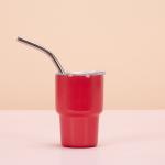 Mini Shot Tumblers 2OZ White Red Green Shot Glasses With Straws Stainless Steel