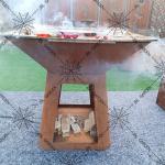 Rusty Red Charcoal Bbq Grills Folding Outdoor Barbecue Grill D1000mm