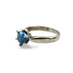 Women Jewelry 6mm Blue Topaz Cubic Zirconia 925 Silver Solitaire Ring (F09)
