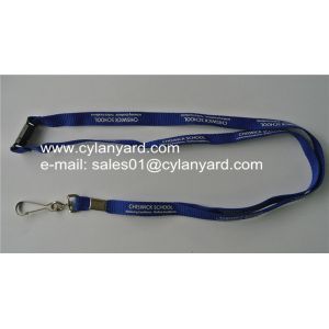 China Printed polyester neckstraps with metal sheet crimp and J hook on sale