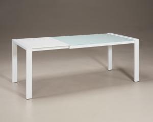 China Tempered Glass Top Extendable Glass Table DT-970 90cm Width For Showroom factory