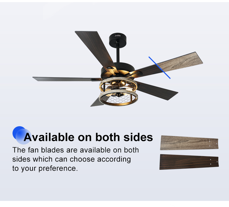 1stshine 52" MDF Industrial Style Ceiling Fan with Remote Control and LED Light 2-