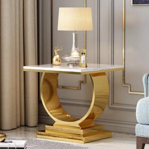 China Light Luxury Stainless Steel Square Living Room Sofa Side Table factory