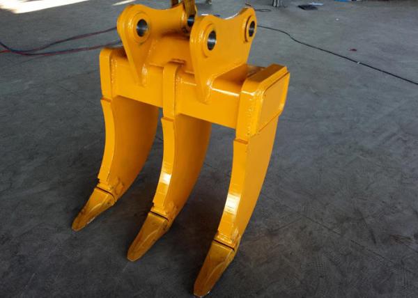 Yellow Multi Ripper Bucket Three Shank Leg Komatsu PC200 Material Recyling