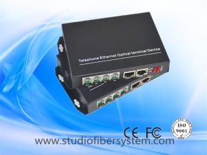 China 4Port Telephone Fiber Optic Converter with 2ch 100M ethernet over singlemode fiber up to 20~120Km factory