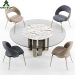 Modern Luxury Deluxe Gold Metal Fabric Single Chair Hotel Banquet Restaurant