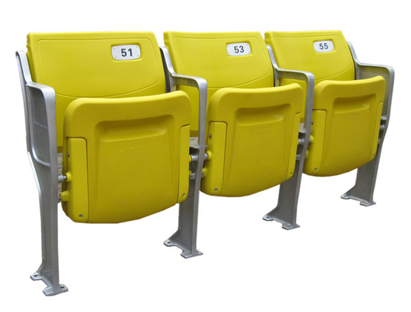 Yellow Blow Molding Anti UV Foldable Stadium Seats Aluminum Leg