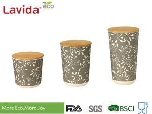 China Non - Odor Bamboo Fiber Round Coffee Storage Container Classic Vintage Flower Print factory