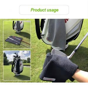 China Recycled Microfiber Waffle Weave Golf Towel Custom Logo With Hook factory