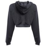 Long Sleeve Cropped Cotton Drawstring Crop Top Hoodie Pullover
