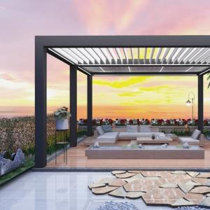 China Flip 10x10 Aluminum Pergola Outdoor Patio with Free Ventilation Feature factory