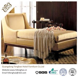 China Wooden Indoor Chaise Lounge Chair Cream Tan Fabric With Transitional Arm Ottoman factory