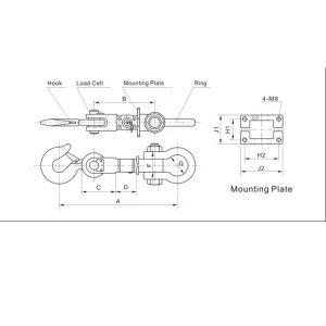 30 Ton Crane Scale Hook Load Cell with High Precision and 700±5Ω Output
