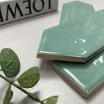 Hand Made Art Long Hexagon Green Mosaic Tiles For Bathroom Kitchen