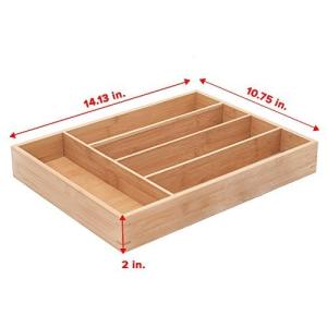 China 5-slot bamboo kitchen cutlery drawer organizer factory