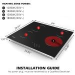 4 Burner Electric Cooktop Built In 24 Inch Ceramic Cooktop 6000W Frosted Glass