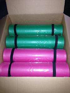 China green&amp; pink 8mm thick nbr yoga mat pilates mat with strap factory
