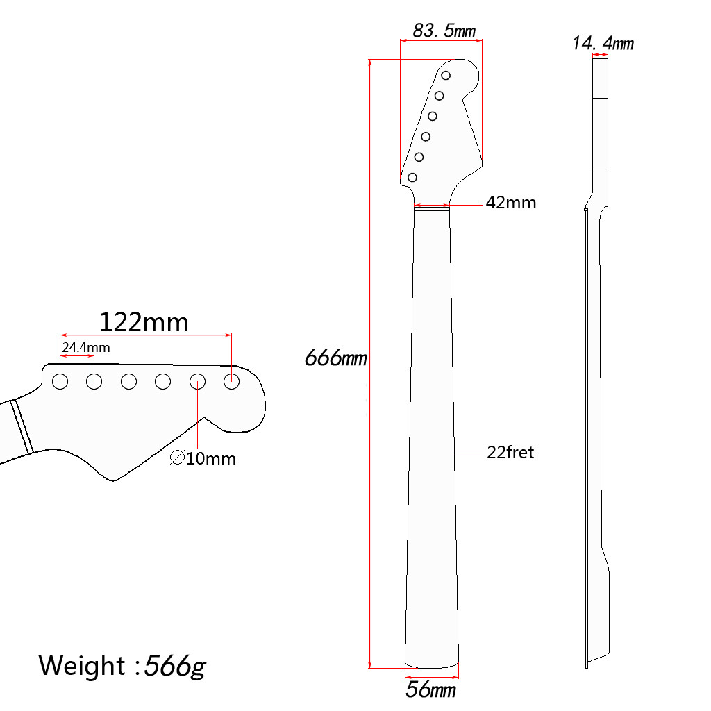 22 Frets Fender Stratocaster Neck Replacement Rosewood Fingerboard Canada Maple Adjustable Truss Rod