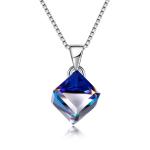 Sugar Cube Pendant Clavicle Chain Woman 925 Silver Austrian Crystal Love Cube