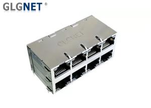 China 2.5G Ethernet 2RJ45 Modular Jack X4 Stacked 25.78mm Height 8 Port Connector factory