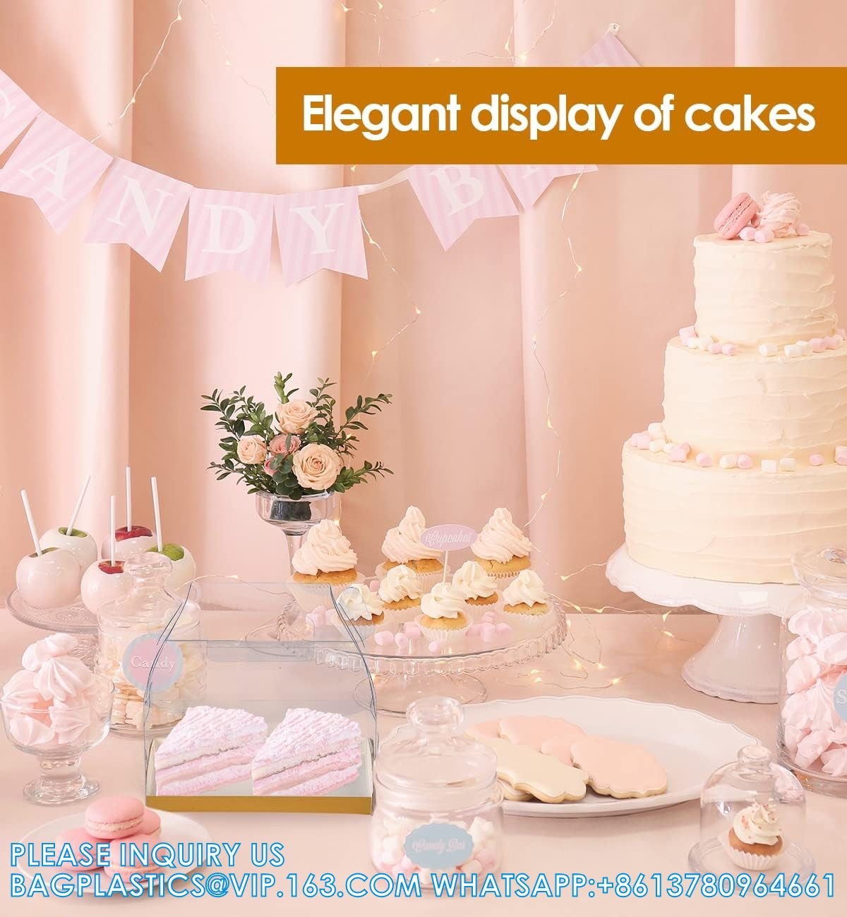 Clear Gable Bakery Gift Boxes With Cardboard, Clear Gable Boxes With Cardboard, Dessert Cookie Pastry Cupcak